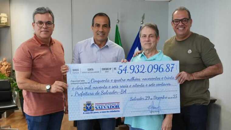 Câmara de Salvador devolve quase R$ 55 milhões à Prefeitura e reforça discurso de responsabilidade fiscal